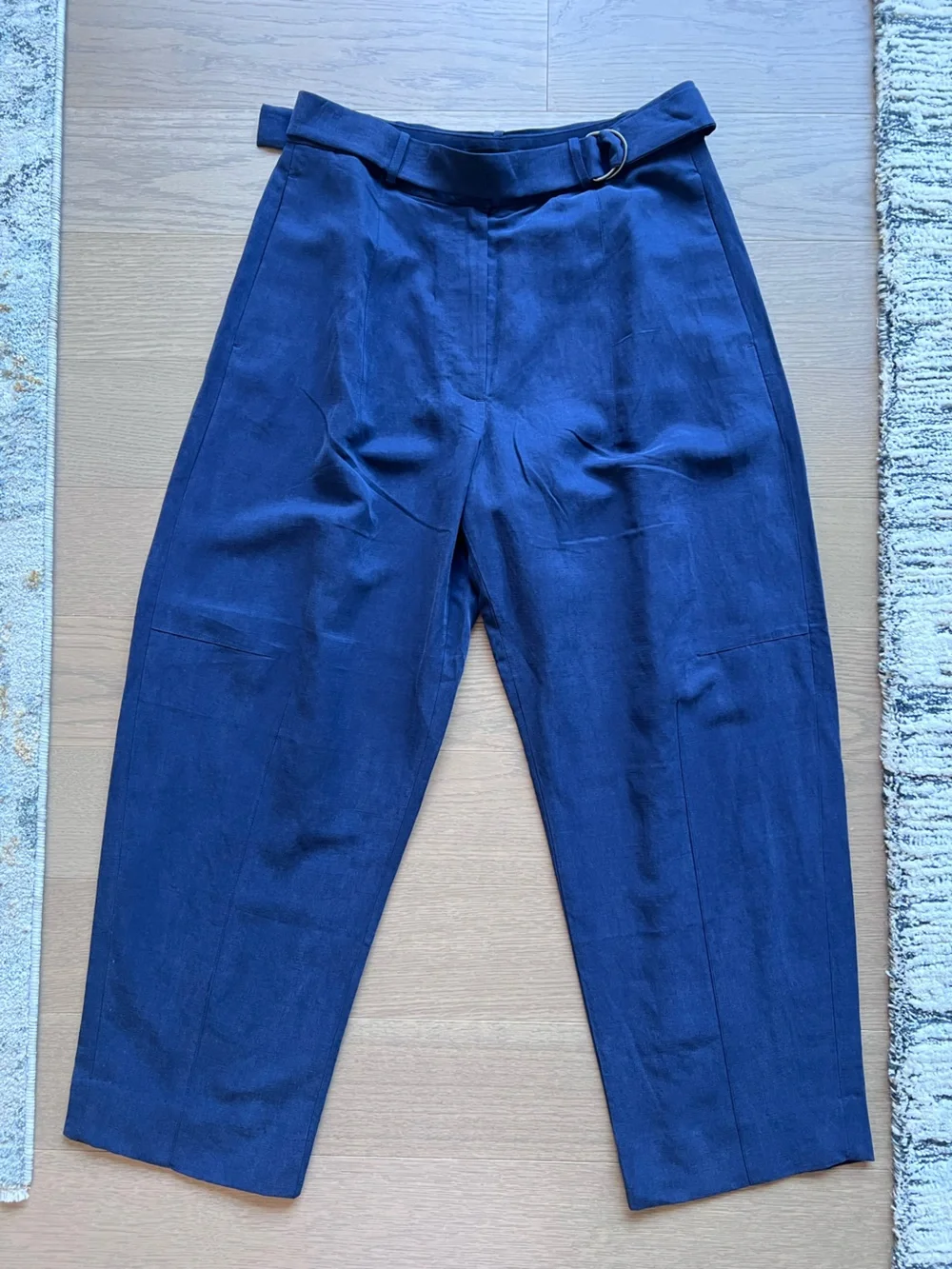 Banana Republic High-Rise Barrel Tencel Linen Pant 8 NAVY | NWOT